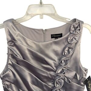 NWT Signature by Sangria Silver Sleeveless Ruched Rosette Sheath Dress - Size  6